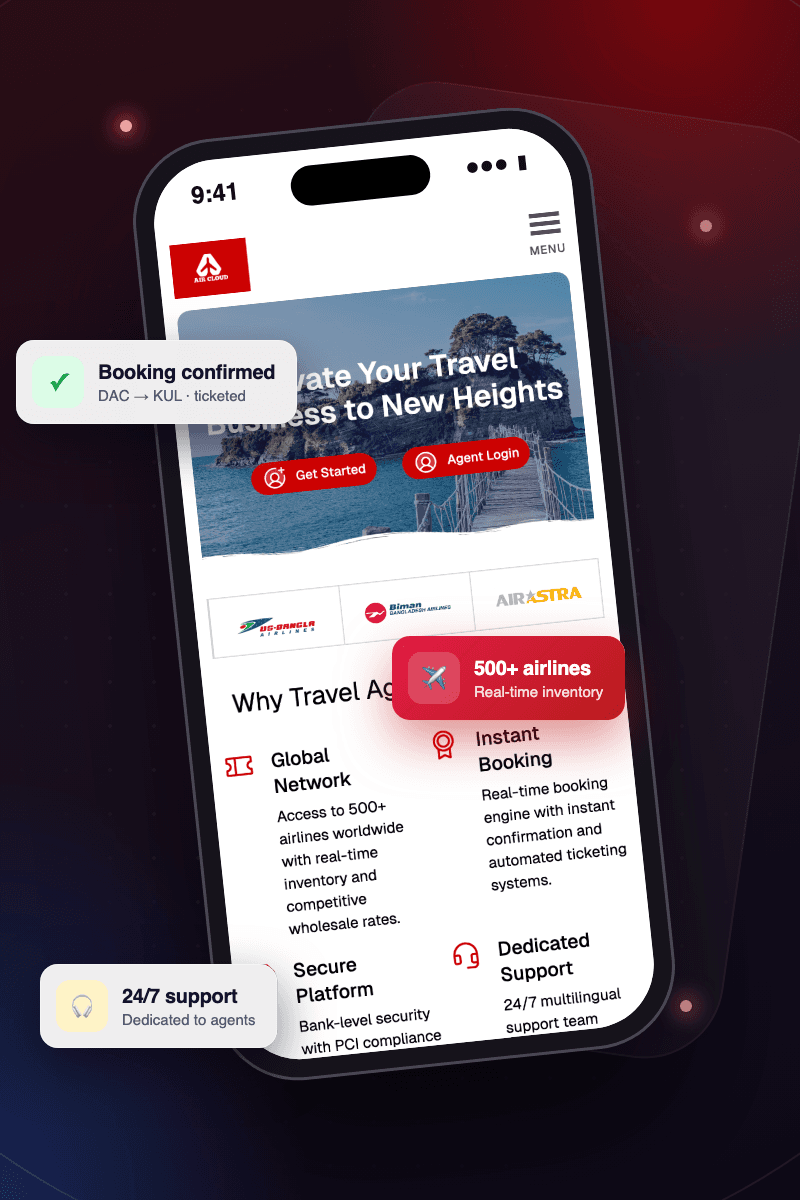 Mobile view of the Air Cloud Tours and Travels platform built by i2G Solutions